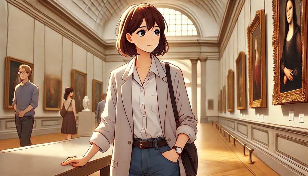 ひとりで美術館にいる女性の特徴