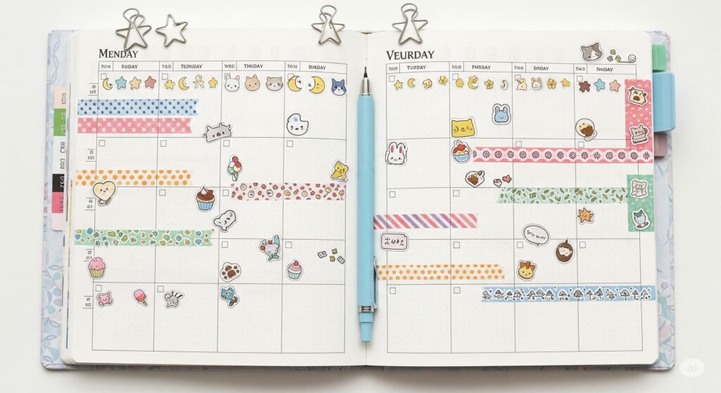 シールやスタンプで楽しい手帳に